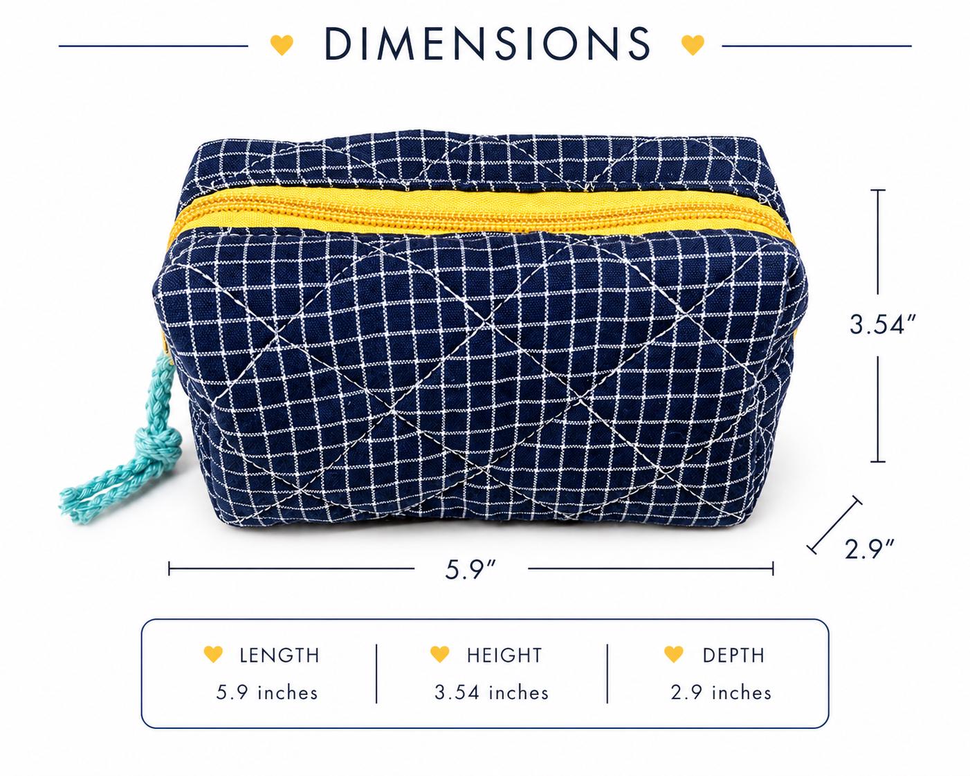 Personalized Quilted gingham - Cosmetic Bag - pencil case bag | Monogram Makeup Bag | Travel Toiletry Organizer | Teacher  | College Gift