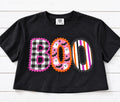 Cute Halloween Cropped Shirt, Pink BOO Ghost Tee, Black Comfort Colors Crop Top, Spooky Season Outfit