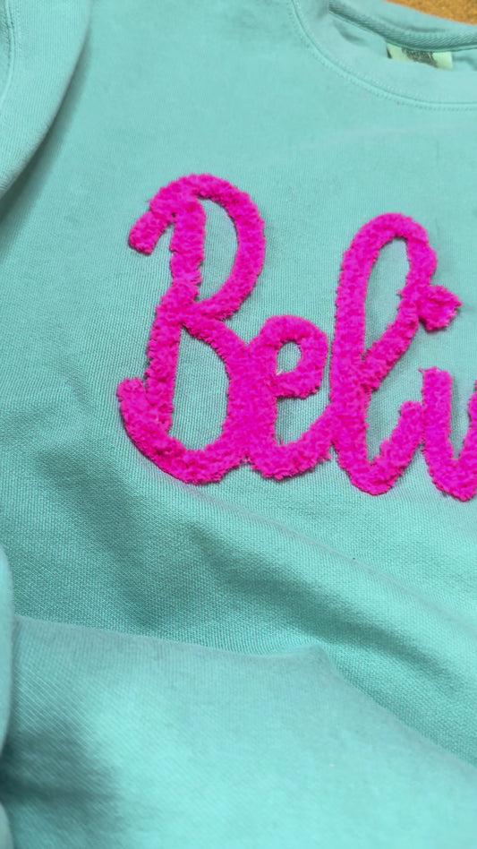 BELIEVE Chenille yarn SWEATSHIRT