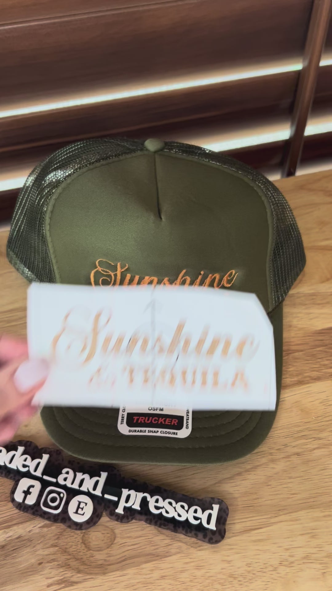 Sunshine and Tequila olive Foam trucker SnapBack