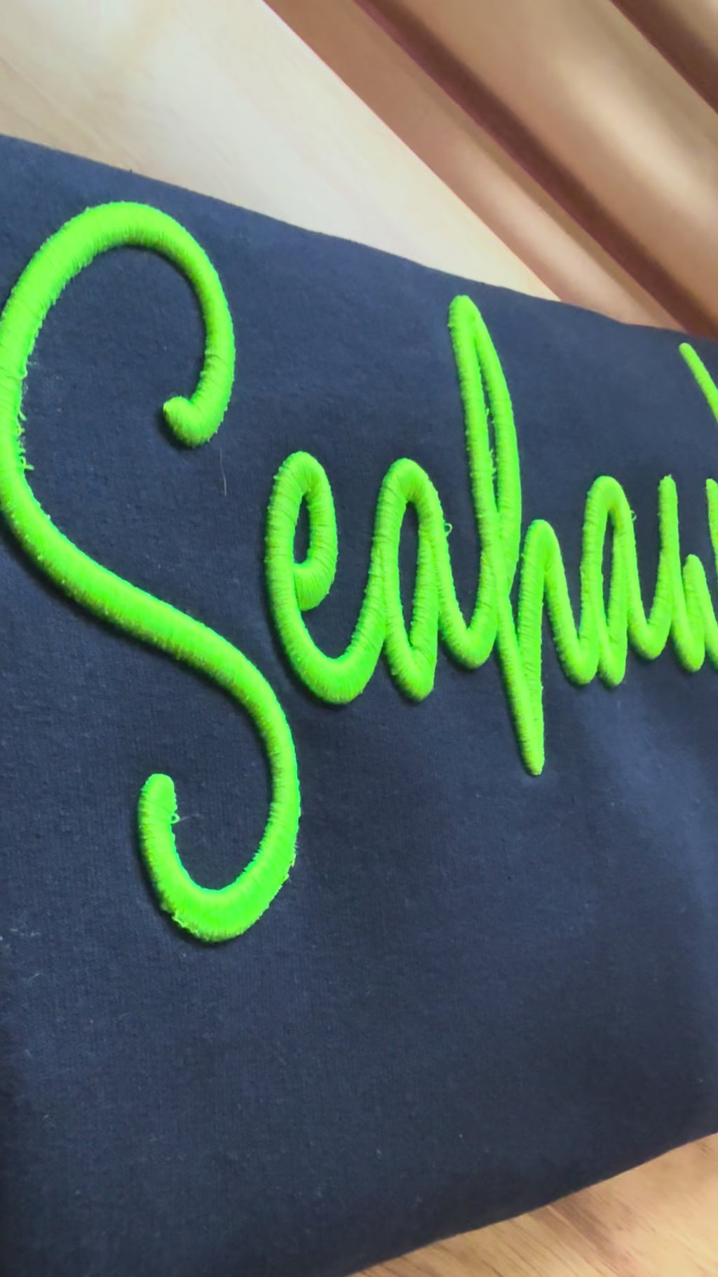 Seahawks 3D neon green Puff Embroidery