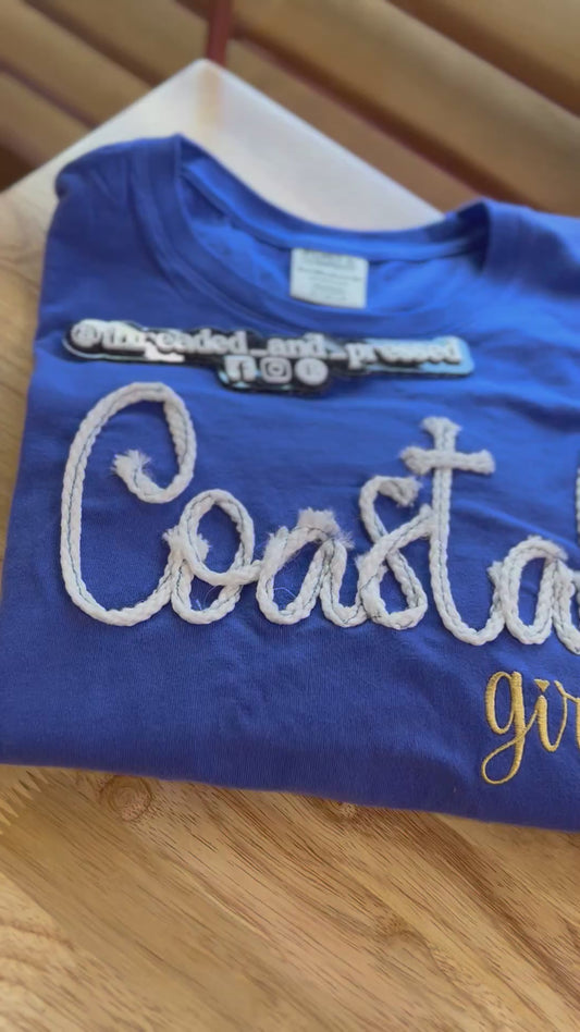 Coastal girl Nautical Rope long sleeve embroidered